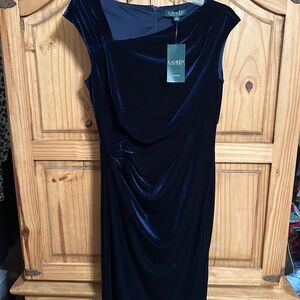 NWT Lauren Ralph Lauren Blue Velvet Dress